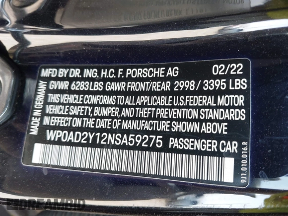 2022 Porsche Taycan GTS z VIN WP0AD2Y12NSA59275, wystawiony jako IAAI lot #42170547 z przebiegiem 43 757 mil mil oraz . Historia ofert i sprzedaży dostępna na DreamBid. Obrazek 9.