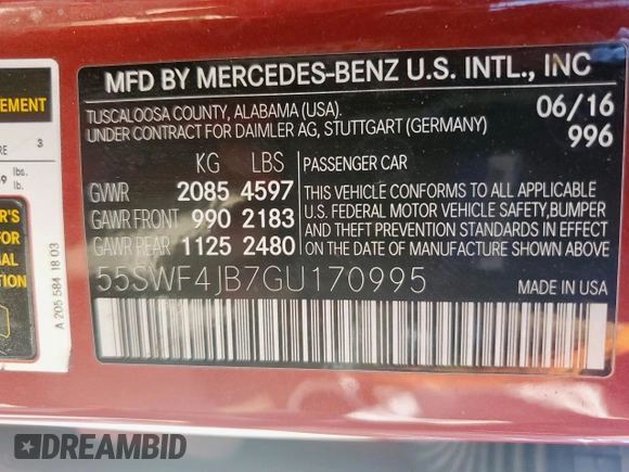 2016 Mercedes-Benz C 300 с VIN 55SWF4JB7GU170995, выставлен на аукционе Copart как лот 60697515 с пробегом 112 895 миль миль и Списание • Salvage title. История ставок и продаж доступна на DreamBid. Изображение 12.