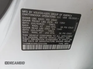 2020 Volkswagen Atlas SEL z VIN 1V2ME2CAXLC232299, wystawiony jako Copart lot #57298205 z przebiegiem 55 151 mil mil oraz Szkoda całkowita • Salvage title. Historia ofert i sprzedaży dostępna na DreamBid. Obrazek 14.