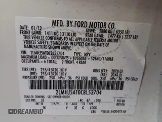 2012 Lincoln MKT EcoBoost with VIN 2LMHJ5AT0CBL53704, listed as a Copart auction lot 48935565 with 184,488 mi miles and Non Repairable. Bid and sale history available at DreamBid. Image 14.