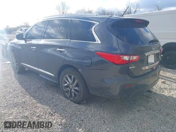 2013 Infiniti JX35 with VIN 5N1AL0MM3DC335827, listed as a IAAI auction lot 42038972 with 137,286 mi miles and . Bid and sale history available at DreamBid. Image 3.
