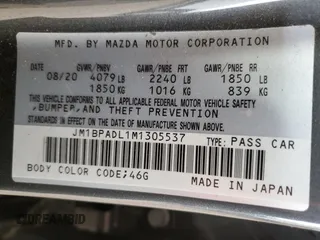 2021 Mazda 3 Premium with VIN JM1BPADL1M1305537, listed as a Copart auction lot 50722545 with 66,182 mi miles and Salvage title. Bid and sale history available at DreamBid. Image 15.