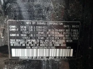 2022 Subaru Outback Wilderness with VIN 4S4BTGUD2N3107882, listed as a Copart auction lot 59008125 with Not provided miles and Salvage title. Bid and sale history available at DreamBid. Image 12.