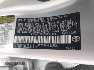 2005 Toyota Avalon XL with VIN 4T1BK36BX5U051434, listed as a IAAI auction lot 41914519 with 300,232 mi miles and . Bid and sale history available at DreamBid. Image 9.
