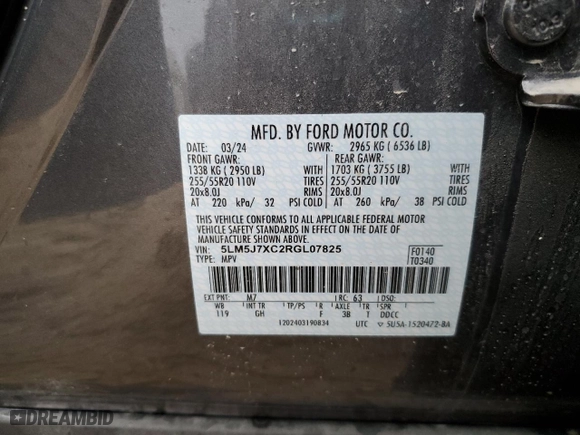 2024 Lincoln Aviator Reserve with VIN 5LM5J7XC2RGL07825, listed as a Copart auction lot 50276815 with 2,947 mi miles and Salvage Title. Bid and sale history available at carsss.com. Image 13.