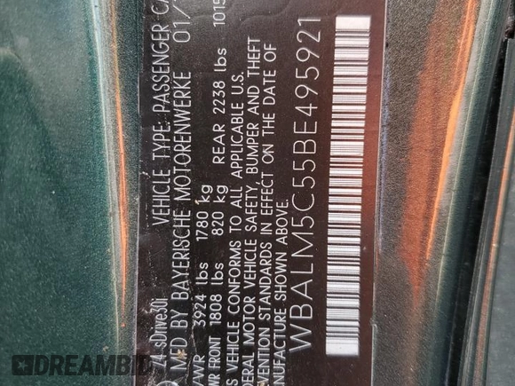 2011 BMW Z4 sDrive30i with VIN WBALM5C55BE495921, listed as a Copart auction lot 71453304 with 116,136 mi miles and Salvage Title. Bid and sale history available at carsss.com. Image 12.
