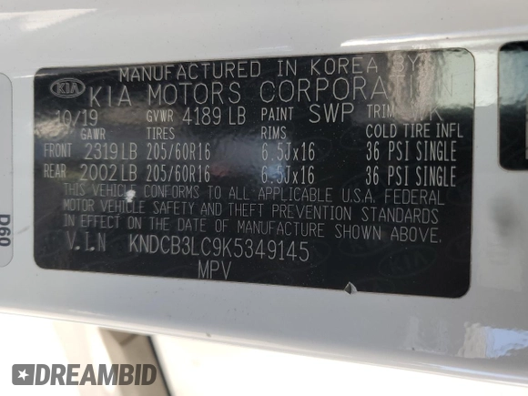 2019 Kia Niro LX with VIN KNDCB3LC9K5349145, listed as a Copart auction lot 44247095 with 94,258 mi miles and Salvage Title. Bid and sale history available at carsss.com. Image 16.