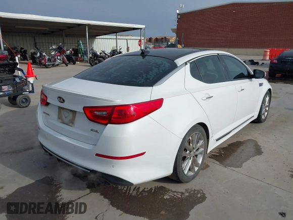 2015 Kia Optima SX Turbo with VIN 5XXGR4A60FG455078, listed as a IAAI auction lot 41305459 with 145,852 mi miles. Bid and sale history available at carsss.com. Image 4.