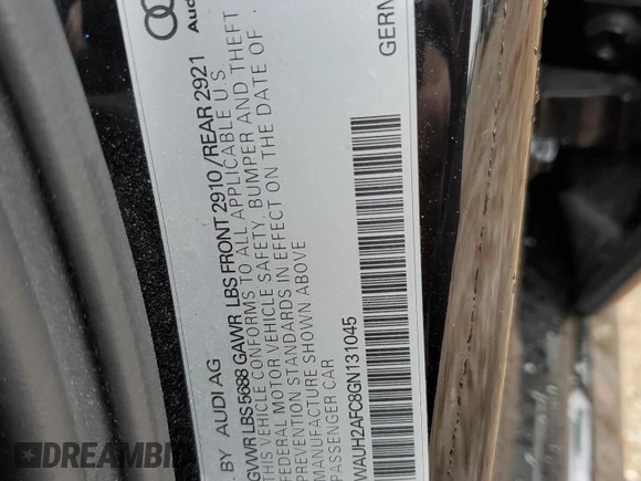 2016 Audi S6 Prestige z VIN WAUH2AFC8GN131045, wystawiony jako Copart lot #80532794 z przebiegiem 98 827 mil mil oraz Szkoda całkowita • Salvage title. Historia ofert i sprzedaży dostępna na DreamBid. Obrazek 15.