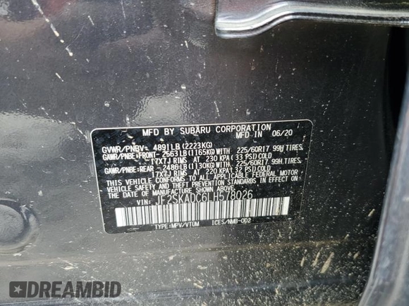 2020 Subaru Forester с VIN JF2SKADC6LH578026, выставлен на аукционе Copart как лот 60929505 с пробегом 27 225 миль миль и Списание • Salvage title. История ставок и продаж доступна на DreamBid. Изображение 13.