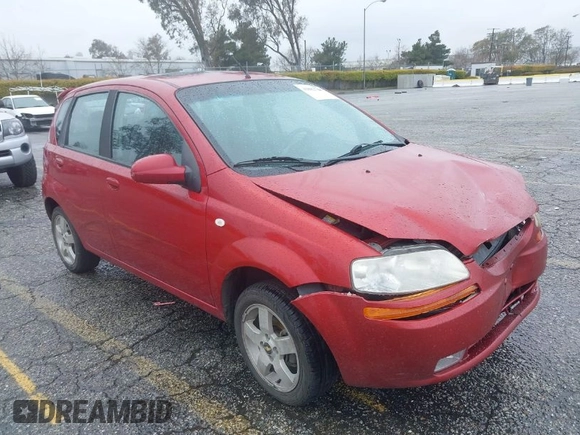 2006 Chevrolet Aveo LT with VIN KL1TG66676B549500, listed as a IAAI auction lot 41802744 with 58,777 mi miles and . Bid and sale history available at DreamBid. Image 1.