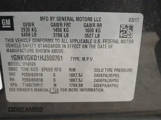 2017 Chevrolet Traverse LT with VIN 1GNKVGKD1HJ300761, listed as a IAAI auction lot 41900477 with 83,219 mi miles and . Bid and sale history available at DreamBid. Image 9.