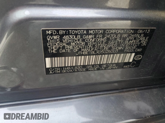 2013 Lexus GS 350 with VIN JTHBE1BLXD5025003, listed as a Copart auction lot 60819485 with 167,855 mi miles and Salvage title. Bid and sale history available at DreamBid. Image 12.