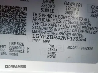 2022 Cadillac XT4 AWD Luxury with VIN 1GYFZBR42NF170554, listed as a IAAI auction lot 41409705 with 38,727 mi miles and . Bid and sale history available at carsss.com. Image 9.