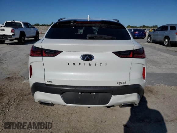 2023 Infiniti QX55 Luxe with VIN 3PCAJ5JR4PF118379, listed as a Copart auction lot 48494775 with 16,181 mi miles and Salvage title. Bid and sale history available at DreamBid. Image 6.