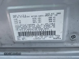 2010 Mitsubishi Galant FE with VIN 4A32B2FF8AE004115, listed as a IAAI auction lot 41390240 with 206,395 mi miles. Bid and sale history available at carsss.com. Image 9.