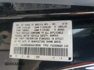 2006 Honda Accord EX-L z VIN 1HGCM568X6A018599, wystawiony jako Copart lot #58000555 z przebiegiem 158 593 mil mil oraz Szkoda całkowita • Salvage title. Historia ofert i sprzedaży dostępna na DreamBid. Obrazek 12.
