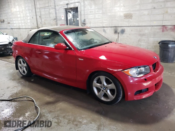 2008 BMW 1 Series 135i with VIN WBAUN93528VF55156, listed as a Copart auction lot 49121095 with Not Provided miles and Salvage Title. Bid and sale history available at carsss.com. Image 4.
