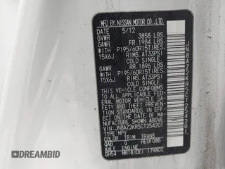 2012 Nissan Cube SL z VIN JN8AZ2KR5CT254201, wystawiony jako IAAI lot #42143061 z przebiegiem 186 435 mil mil oraz . Historia ofert i sprzedaży dostępna na DreamBid. Obrazek 9.