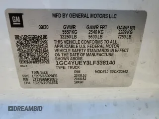 2020 Chevrolet Silverado 3500HD LTZ with VIN 1GC4YUEY3LF338140, listed as a Copart auction lot 78820064 with 112,314 mi miles and Salvage Title. Bid and sale history available at carsss.com. Image 15.
