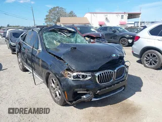2020 BMW X3 sDrive30i with VIN 5UXTY3C03L9D58004, listed as a IAAI auction lot 40703189 with 1 mi miles. Bid and sale history available at carsss.com. Image 1.