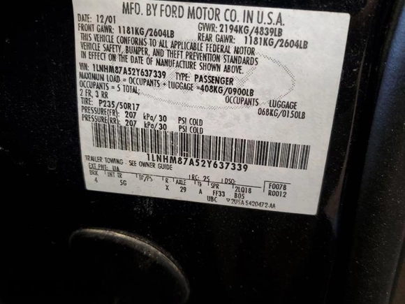 2002 Lincoln LS w/Base Pkg with VIN 1LNHM87A52Y637339, listed as a Copart auction lot 49321665 with Not Provided miles and Salvage Title. Bid and sale history available at carsss.com. Image 13.