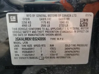 2014 GMC Terrain SLE with VIN 2GKALMEK1E6243896, listed as a Copart auction lot 51001095 with 150,381 mi miles and Salvage Title. Bid and sale history available at carsss.com. Image 13.