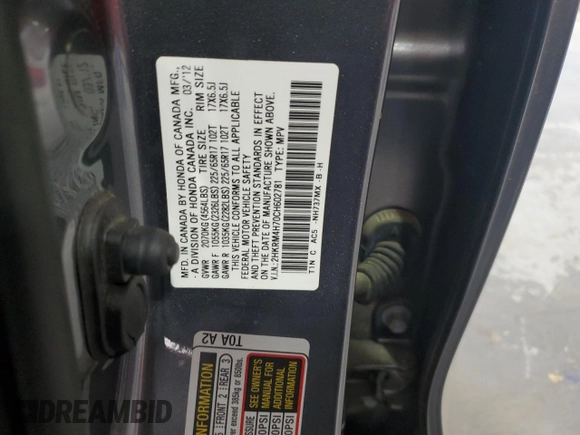 2012 Honda CR-V EX-L with VIN 2HKRM4H70CH602781, listed as a Copart auction lot 52004255 with 117,629 mi miles and Salvage Title. Bid and sale history available at carsss.com. Image 13.