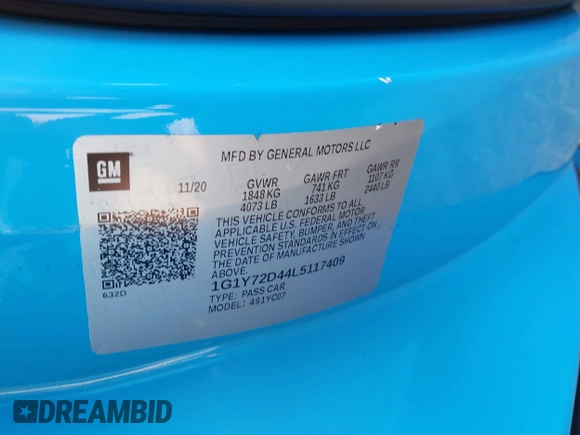 2020 Chevrolet Corvette 2LT z VIN 1G1Y72D44L5117409, wystawiony jako IAAI lot #41913012 z przebiegiem 64 027 mil mil oraz . Historia ofert i sprzedaży dostępna na DreamBid. Obrazek 9.