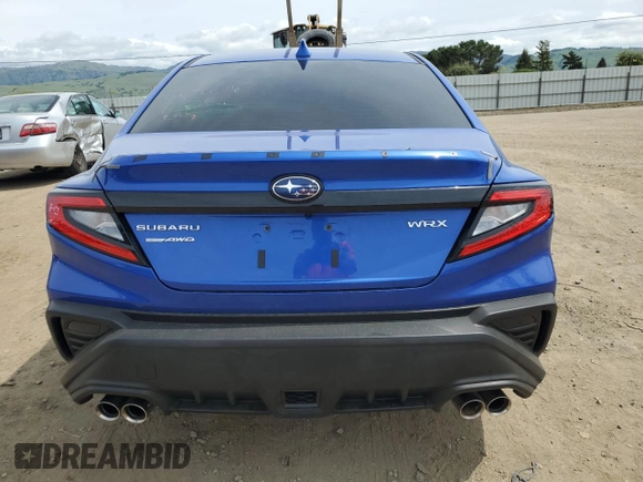 2023 Subaru WRX Premium with VIN JF1VBAF65P9824749, listed as a Copart auction lot 52210825 with 4,965 mi miles and Salvage title. Bid and sale history available at DreamBid. Image 6.