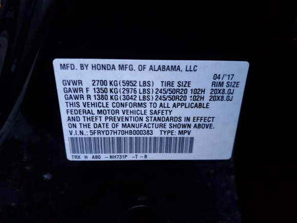 2017 Acura MDX Sport Hybrid w/Advance Pkg with VIN 5FRYD7H70HB000383, listed as a Copart auction lot 85009424 with 91,712 mi miles and Salvage Title. Bid and sale history available at carsss.com. Image 13.