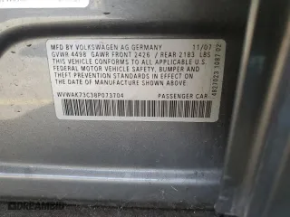 2008 Volkswagen Passat Sedan Komfort with VIN WVWAK73C38P073704, listed as a Copart auction lot 78720653 with 202,500 mi miles and Clean Title. Bid and sale history available at carsss.com. Image 12.