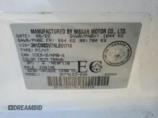 2022 Nissan Versa S with VIN 3N1CN8DV7NL851714, listed as a Copart auction lot 51690345 with 47,805 mi miles and Clean title. Bid and sale history available at DreamBid. Image 12.