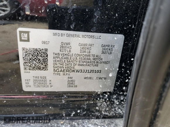 2018 Buick Enclave Avenir with VIN 5GAERDKW3JJ120103, listed as a Copart auction lot 42225875 with 82,895 mi miles and Salvage Title. Bid and sale history available at carsss.com. Image 16.