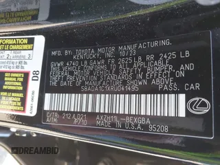 2024 Lexus ES with VIN 58ADA1C1XRU041495, listed as a IAAI auction lot 41808119 with 84,553 mi miles. Bid and sale history available at carsss.com. Image 9.
