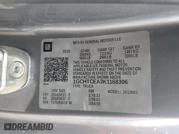 2019 Chevrolet Colorado 4WD LT with VIN 1GCHTCEA3K1168306, listed as a Copart auction lot 47677085 with 67,716 mi miles and Salvage Title. Bid and sale history available at carsss.com. Image 12.
