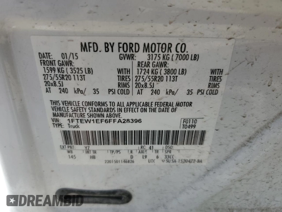 2015 Ford F-150 XLT z VIN 1FTEW1EF6FFA28396, wystawiony jako Copart lot #62487905 z przebiegiem 116 000 mil mil oraz Szkoda całkowita • Salvage title. Historia ofert i sprzedaży dostępna na DreamBid. Obrazek 12.