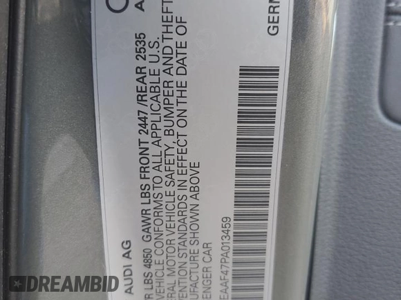 2023 Audi A4 S line Premium Plus z VIN WAUEAAF47PA013459, wystawiony jako Copart lot #46998785 z przebiegiem 11 218 mil mil oraz Szkoda całkowita • Salvage title. Historia ofert i sprzedaży dostępna na DreamBid. Obrazek 14.