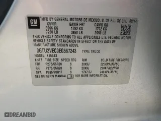 2014 GMC Sierra 1500 SLT with VIN 3GTU2VEC0EG567243, listed as a Copart auction lot 54015795 with 181,500 mi miles and Salvage Title. Bid and sale history available at carsss.com. Image 12.