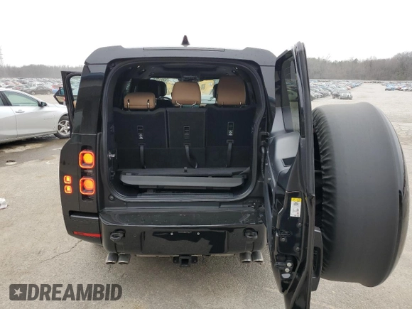 2025 Land Rover Defender with VIN SALEWFFE9S2369515, listed as a Copart auction lot 43980615 with 6,363 mi miles and Salvage title. Bid and sale history available at DreamBid. Image 6.