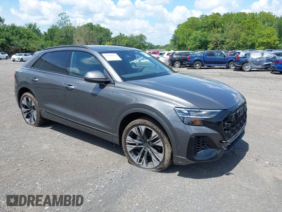 2024 Audi Q8 Premium Plus с VIN WA1BVBF19RD019586, выставлен на аукционе IAAI как лот 42746554 с пробегом 9 377 миль миль и . История ставок и продаж доступна на DreamBid. Изображение 1.