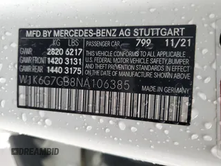 2022 Mercedes-Benz S 580 z VIN W1K6G7GB8NA106385, wystawiony jako Copart lot #52024595 z przebiegiem 75 696 mil mil oraz Szkoda całkowita • Salvage title. Historia ofert i sprzedaży dostępna na DreamBid. Obrazek 12.