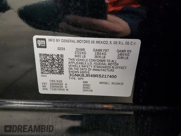 2024 Chevrolet Blazer LT z VIN 3GNKBJR49RS217400, wystawiony jako Copart lot #42521405 z przebiegiem 10 380 mil mil oraz Szkoda całkowita • Salvage title. Historia ofert i sprzedaży dostępna na DreamBid. Obrazek 14.
