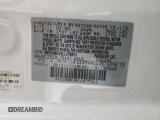 2020 Nissan Versa S z VIN 3N1CN8DV8LL879311, wystawiony jako Copart lot #56574565 z przebiegiem 54 527 mil mil oraz Szkoda całkowita • Salvage title. Historia ofert i sprzedaży dostępna na DreamBid. Obrazek 12.