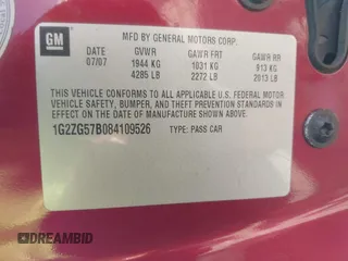 2008 Pontiac G6 z VIN 1G2ZG57B084109526, wystawiony jako IAAI lot #42798709 z przebiegiem 185 459 mil mil oraz . Historia ofert i sprzedaży dostępna na DreamBid. Obrazek 9.