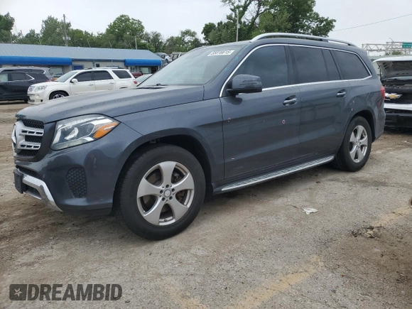 2017 Mercedes-Benz GLS 450 with VIN 4JGDF6EE1HA758356, listed as a Copart auction lot 55816615 with 104,840 mi miles and Salvage title. Bid and sale history available at DreamBid. Image 1.