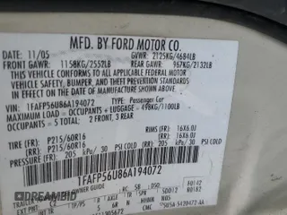2006 Ford Taurus SEL with VIN 1FAFP56U86A194072, listed as a Copart auction lot 63779615 with 77,377 mi miles and Salvage title. Bid and sale history available at DreamBid. Image 12.