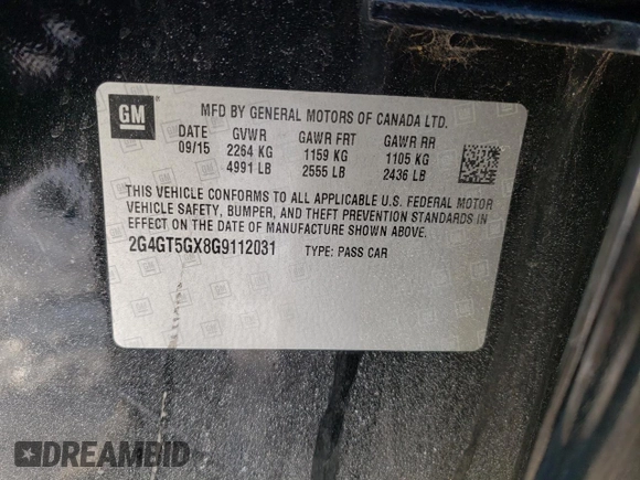 2016 Buick Regal Premium II with VIN 2G4GT5GX8G9112031, listed as a Copart auction lot 43743695 with 114,617 mi miles and Salvage title. Bid and sale history available at DreamBid. Image 12.