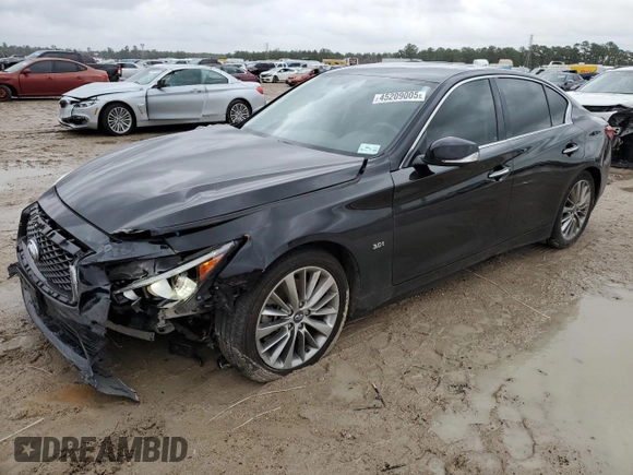 2018 Infiniti Q50 Luxe with VIN JN1EV7APXJM361910, listed as a Copart auction lot 45209005 with 78,544 mi miles and Clean title. Bid and sale history available at DreamBid. Image 1.