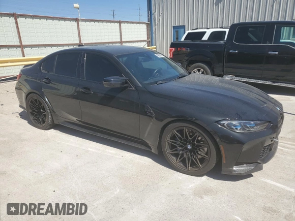 2021 BMW M3 Competition with VIN WBS33AY02MFK74990, listed as a Copart auction lot 49856635 with 57,181 mi miles and Salvage Title. Bid and sale history available at carsss.com. Image 4.
